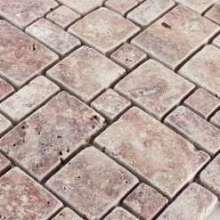 Alternative view of Naturstein Travertin Mosaikfliesen LaGrange Rot