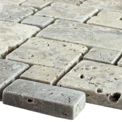Naturstein Travertin Mosaikfliesen LaGrange Silber
