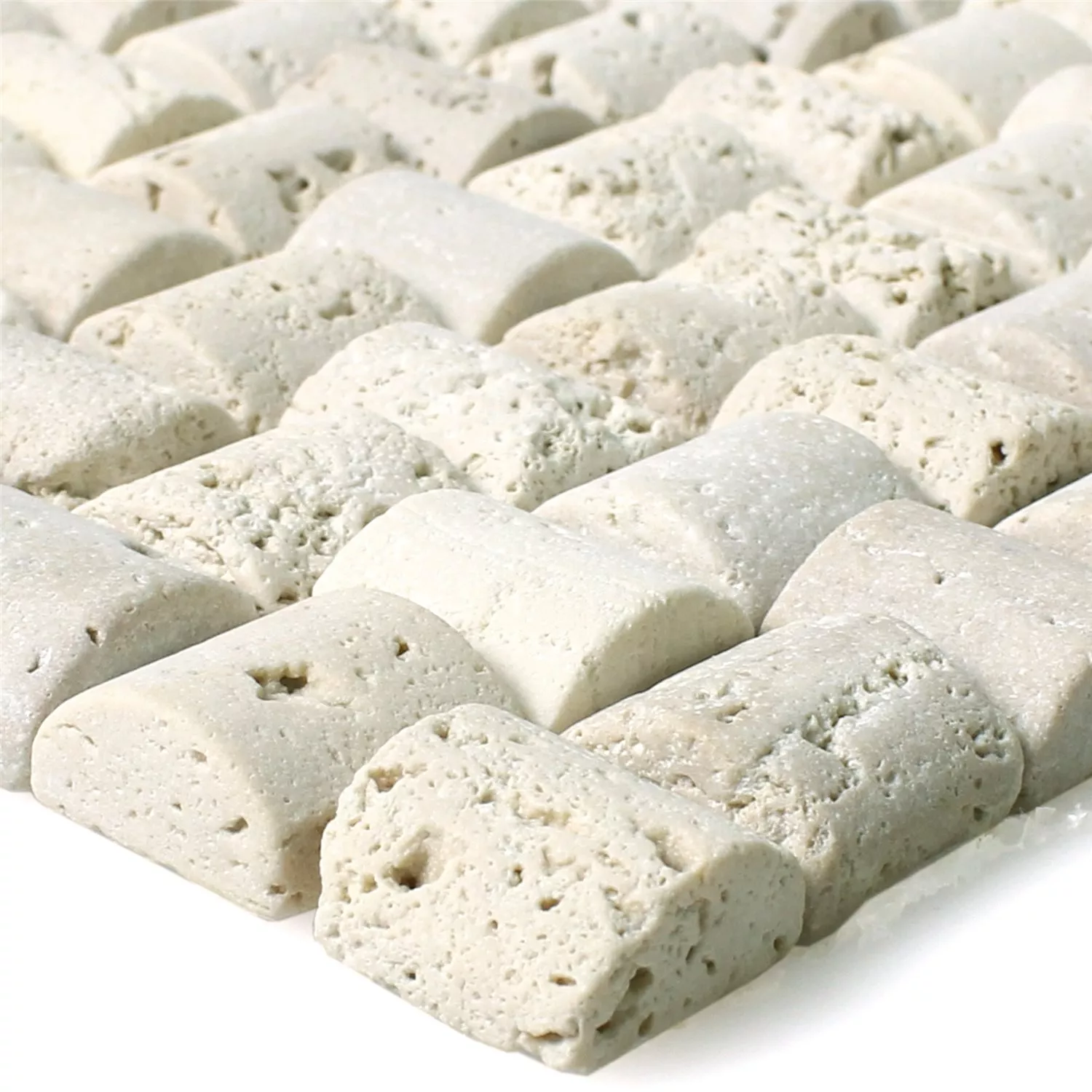 Natursteinmosaik Fliesen Travertin Galene Beige 3D 3 Natursteinmosaik Fliesen Travertin Galene Beige 3D