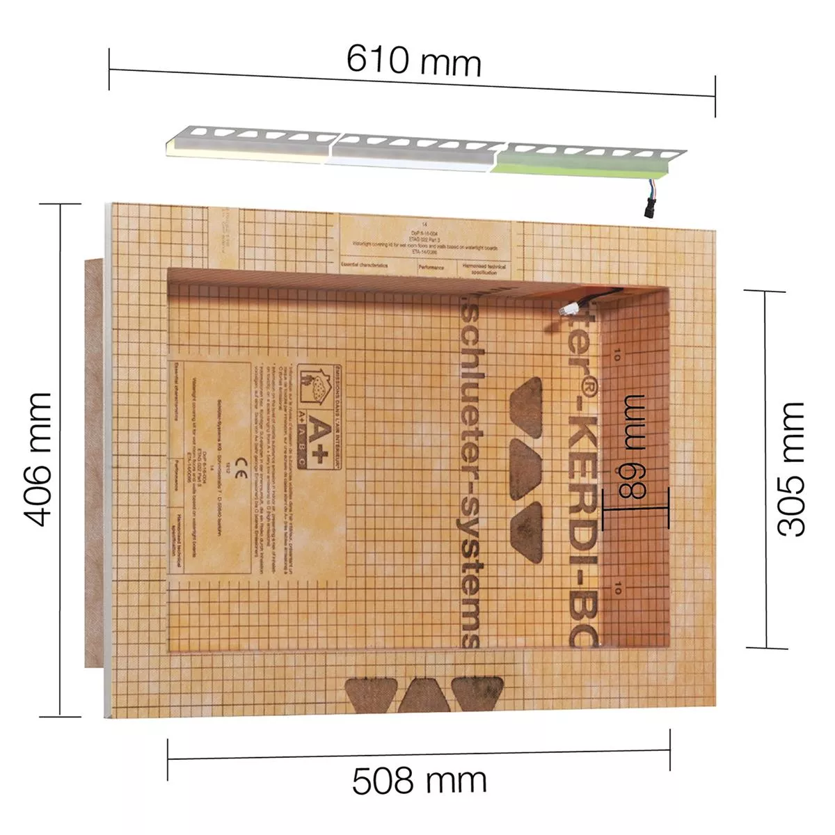 Schlüter Kerdi Board NLT Nischen Set LED-Beleuchtung Warmweiß 50,8x30,5x0,89 Cm 3 Schlüter Kerdi Board NLT Nischen Set LED-Beleuchtung Warmweiß 50,8x30,5x0,89 Cm