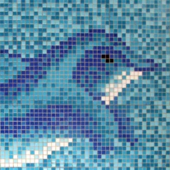 Alternative view of Schwimmbad Pool Mosaik Delphin Papierverklebt
