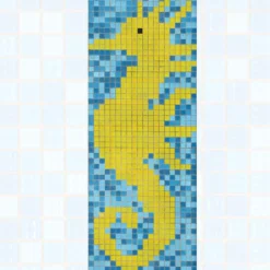 Schwimmbad Pool Mosaik Seehorse Papierverklebt