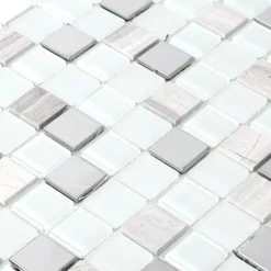 Alternative view of Selbstklebende Metall Stein Mosaikfliesen Glas Weiss
