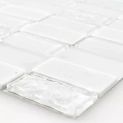 Selbstklebende Mosaik Naturstein Glas Mix Weiss Poliert