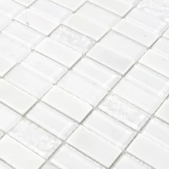 Alternative view of Selbstklebende Mosaik Naturstein Glas Mix Weiss Poliert