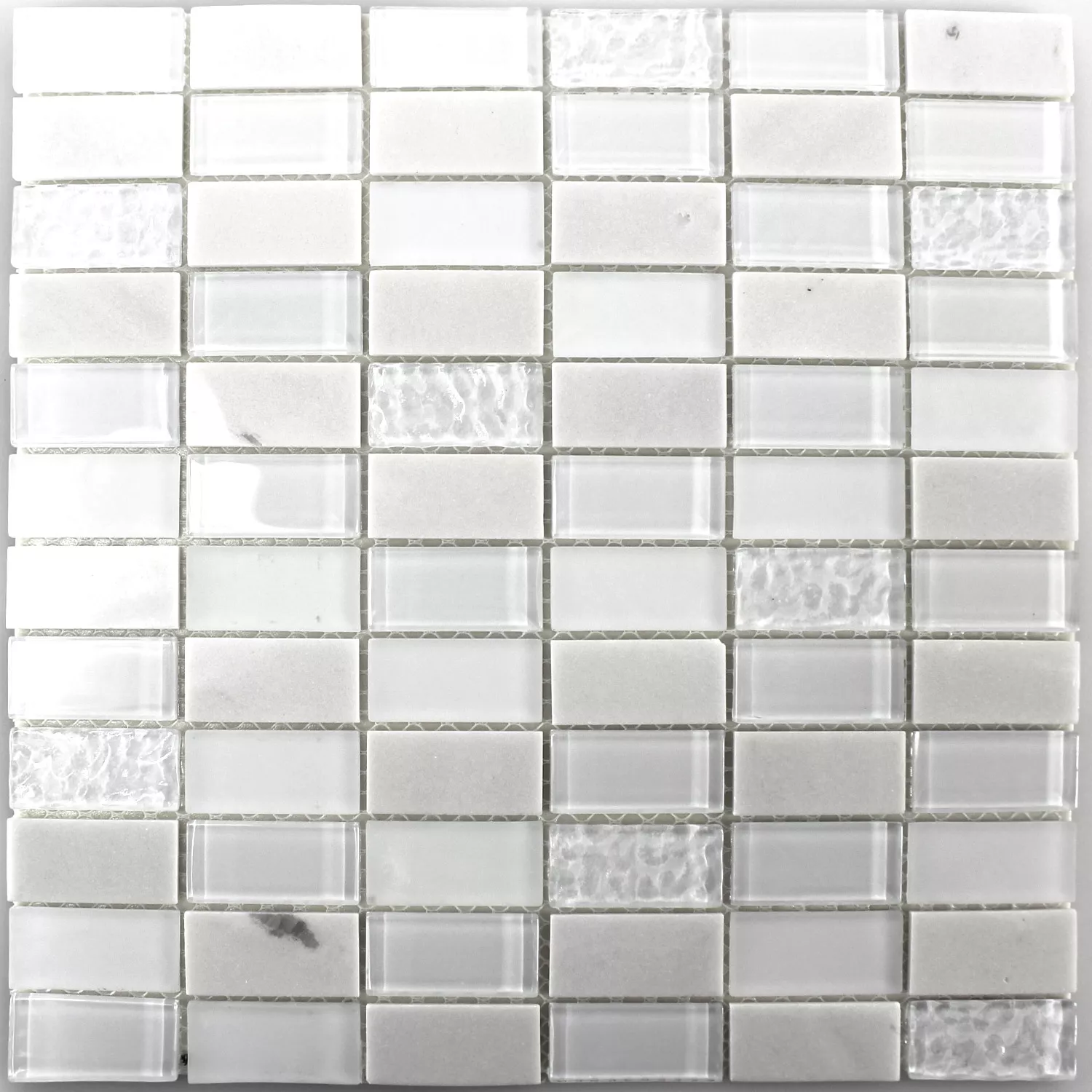 Selbstklebende Mosaik Naturstein Glas Mix Weiss Poliert 6 Selbstklebende Mosaik Naturstein Glas Mix Weiss Poliert – Bild 4