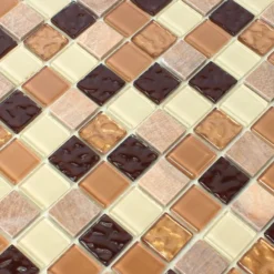 Alternative view of Selbstklebende Mosaikfliesen Naturstein Glas Beige Braun
