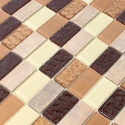Alternative view of Selbstklebende Mosaikfliesen Naturstein Glas Beige Braun Brick