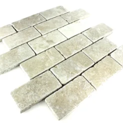 Alternative view of Travertin Mosaikfliese Bugio Chiaro Brick