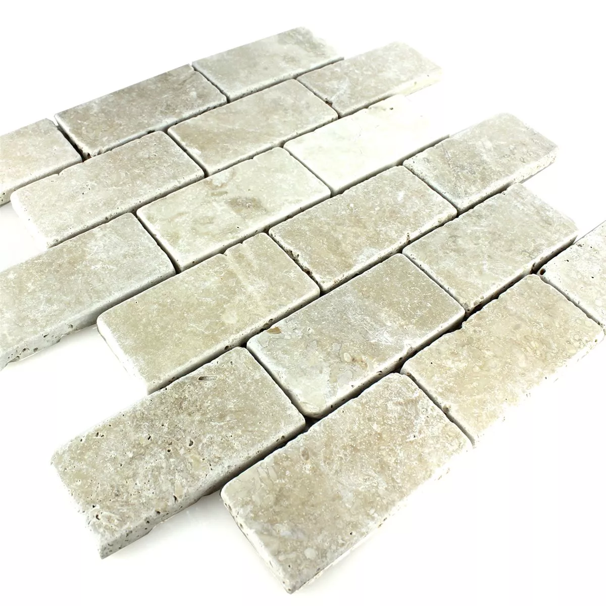 Travertin Mosaikfliese Bugio Chiaro Brick 4 Travertin Mosaikfliese Bugio Chiaro Brick – Bild 2