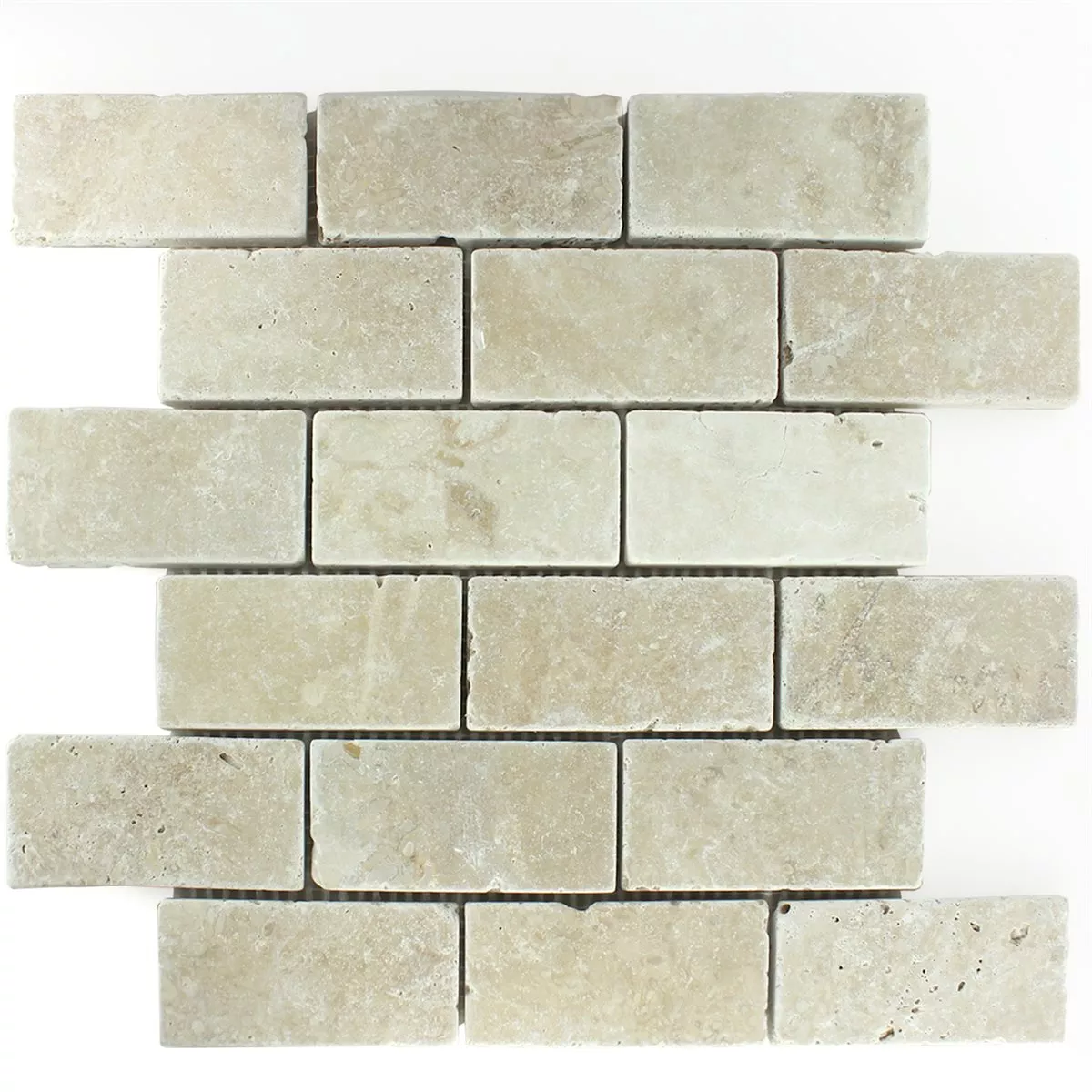 Travertin Mosaikfliese Bugio Chiaro Brick 5 Travertin Mosaikfliese Bugio Chiaro Brick – Bild 3