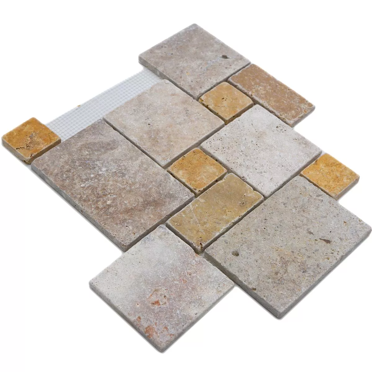 Travertin Mosaikfliese Römischer Verband Braun Beige 3 Travertin Mosaikfliese Römischer Verband Braun Beige