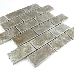 Alternative view of Travertin Mosaikfliesen Bugio Noce Brick