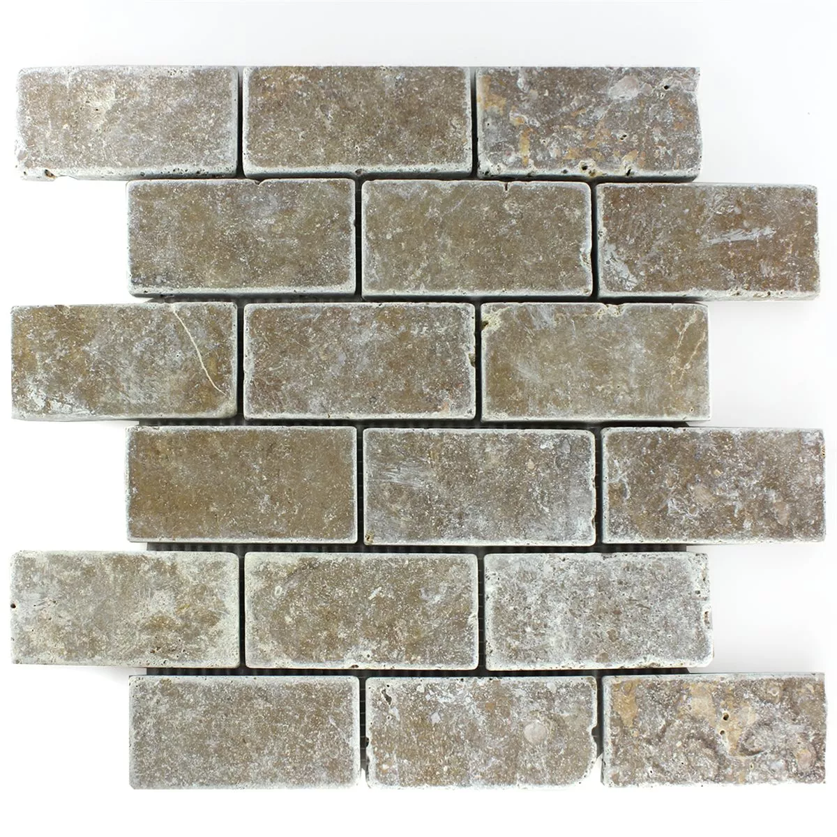 Travertin Mosaikfliesen Bugio Noce Brick 5 Travertin Mosaikfliesen Bugio Noce Brick – Bild 3