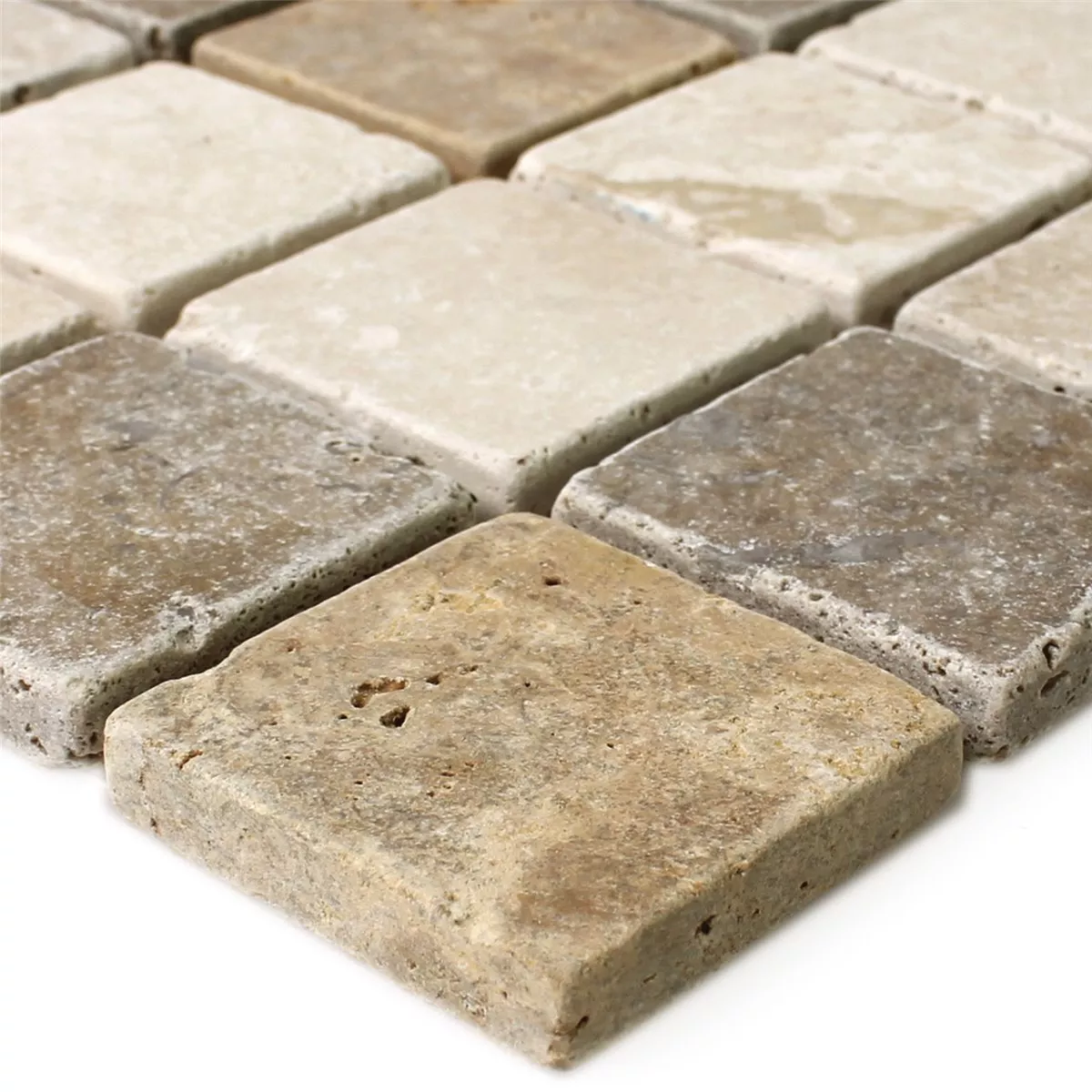 Travertin Mosaikfliesen Dustin Braun Beige Rot 3 Travertin Mosaikfliesen Dustin Braun Beige Rot