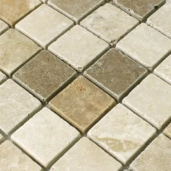 Alternative view of Travertin Mosaikfliesen Dustin Braun Beige Rot
