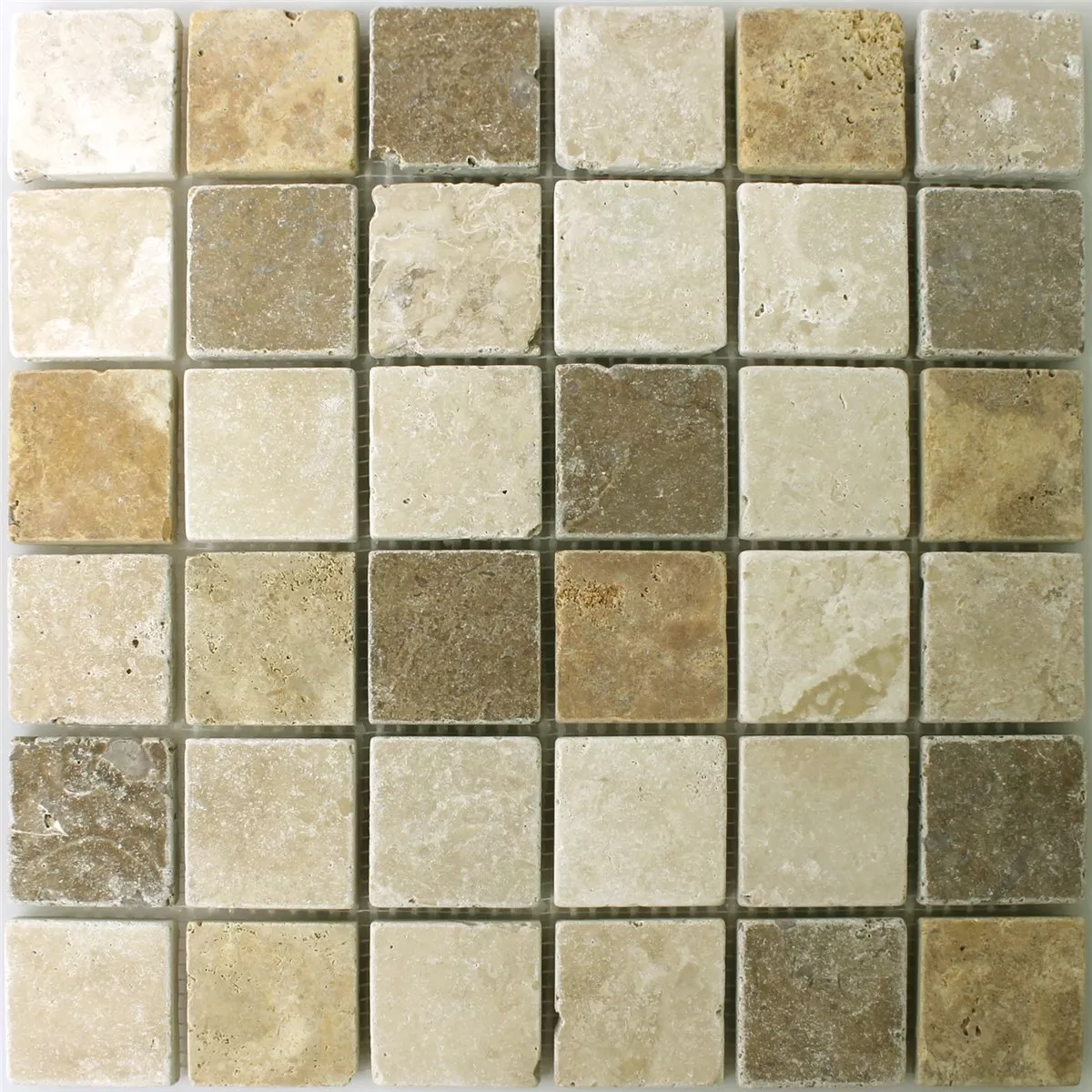 Travertin Mosaikfliesen Dustin Braun Beige Rot 6 Travertin Mosaikfliesen Dustin Braun Beige Rot – Bild 4