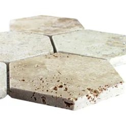 Travertin Naturstein Mosaikfliesen Mercado Sechseck Beige