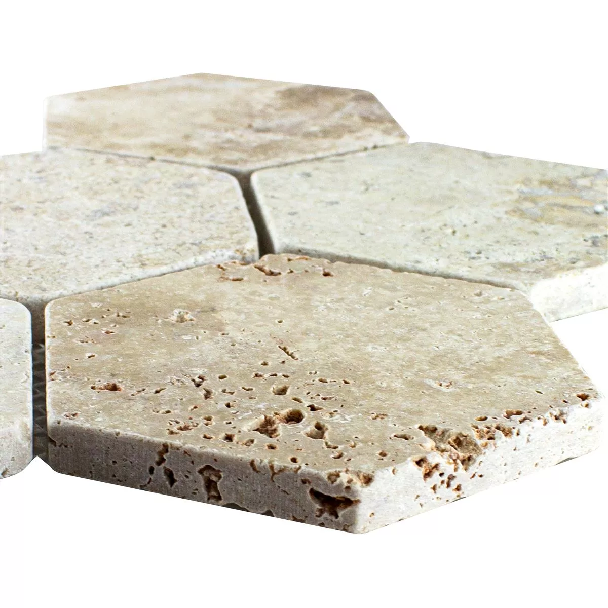 Travertin Naturstein Mosaikfliesen Mercado Sechseck Beige 3 Travertin Naturstein Mosaikfliesen Mercado Sechseck Beige