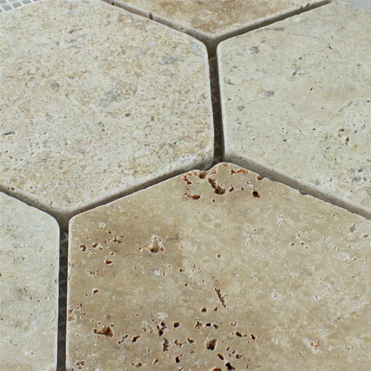 Travertin Naturstein Mosaikfliesen Mercado Sechseck Beige 5 Travertin Naturstein Mosaikfliesen Mercado Sechseck Beige – Bild 3