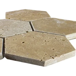 Travertin Naturstein Mosaikfliesen Mercado Sechseck Braun