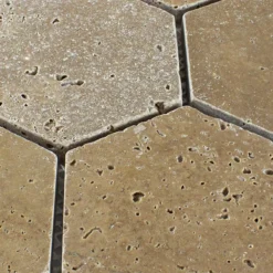 Alternative view of Travertin Naturstein Mosaikfliesen Mercado Sechseck Braun
