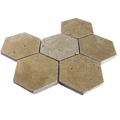 Travertin Naturstein Mosaikfliesen Mercado Sechseck Braun -Mosafil Shop travertin naturstein mosaikfliesen mercado sechseck braun 3 35