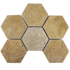 Travertin Naturstein Mosaikfliesen Mercado Sechseck Braun -Mosafil Shop travertin naturstein mosaikfliesen mercado sechseck braun 4 59