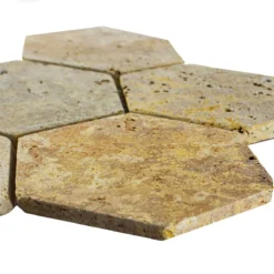 Travertin Naturstein Mosaikfliesen Mercado Sechseck Gold