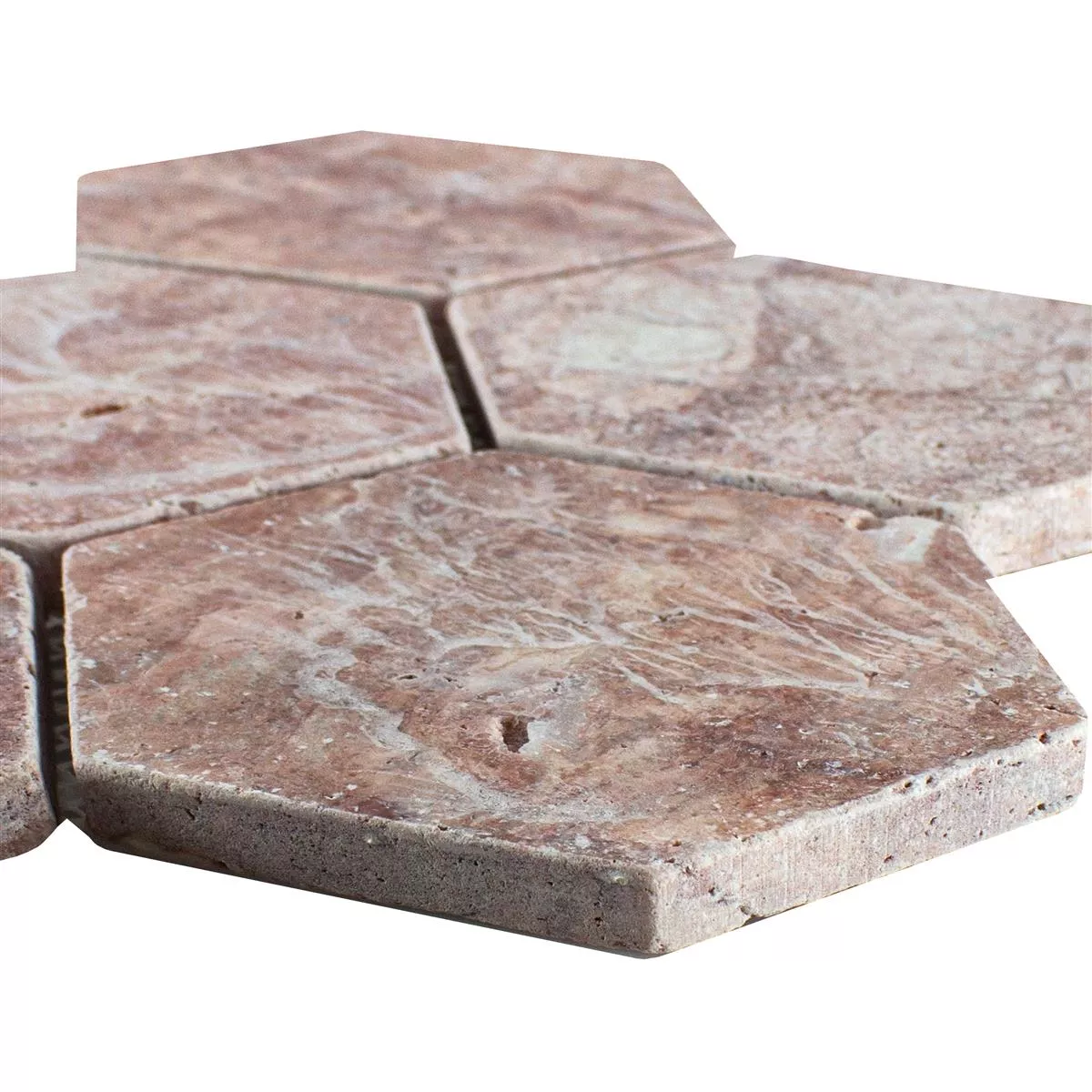 Travertin Naturstein Mosaikfliesen Mercado Sechseck Rot 3 Travertin Naturstein Mosaikfliesen Mercado Sechseck Rot