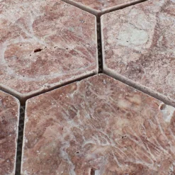 Alternative view of Travertin Naturstein Mosaikfliesen Mercado Sechseck Rot