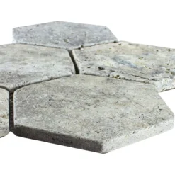 Travertin Naturstein Mosaikfliesen Mercado Sechseck Silber
