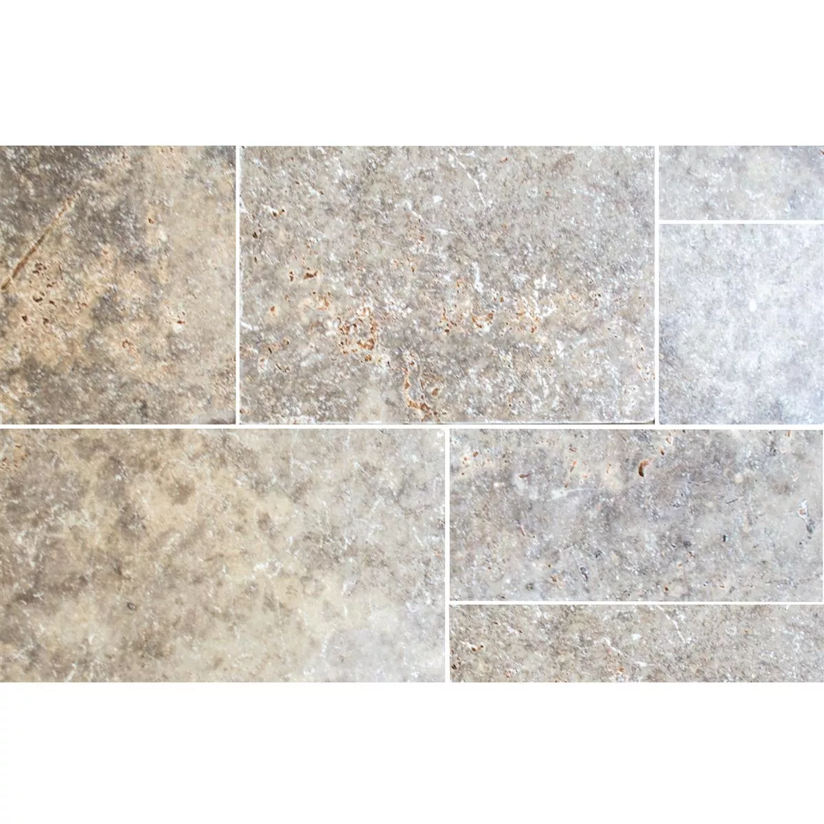 Natursteinfliesen Travertin Nestor Silber Römischer Verband 3 Natursteinfliesen Travertin Nestor Silber Römischer Verband