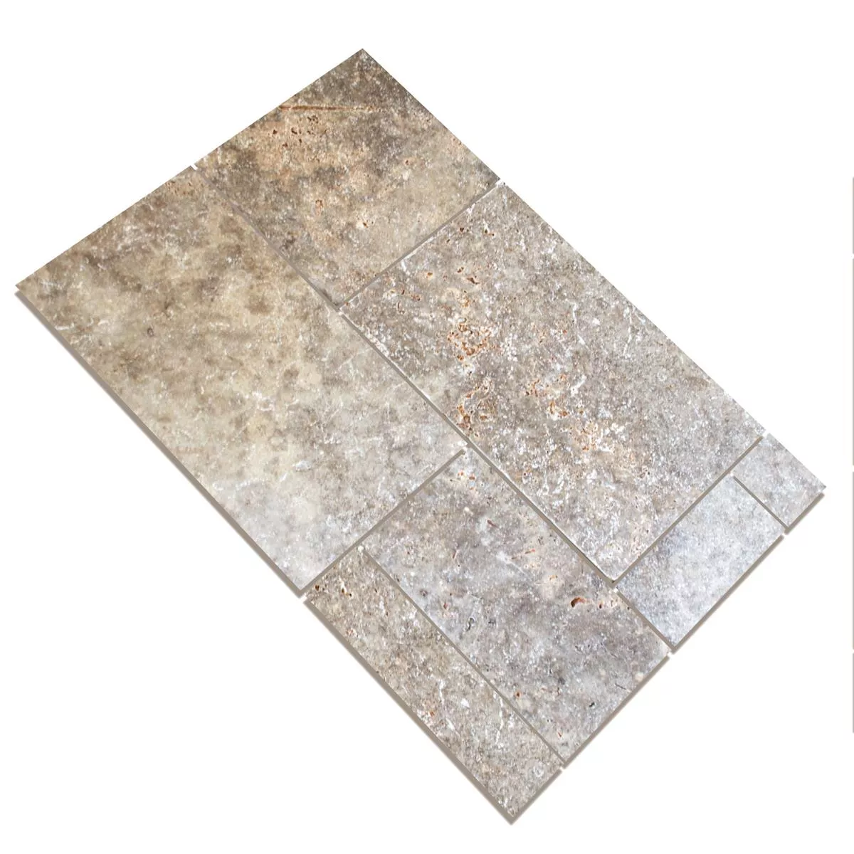 Natursteinfliesen Travertin Nestor Silber Römischer Verband 4 Natursteinfliesen Travertin Nestor Silber Römischer Verband – Bild 2