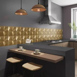 Wandfliesen Skyline 3D Mix Matt Gold -Mosafil Shop wandfliese skyline mix gold 25x25cm 04 jpg 3