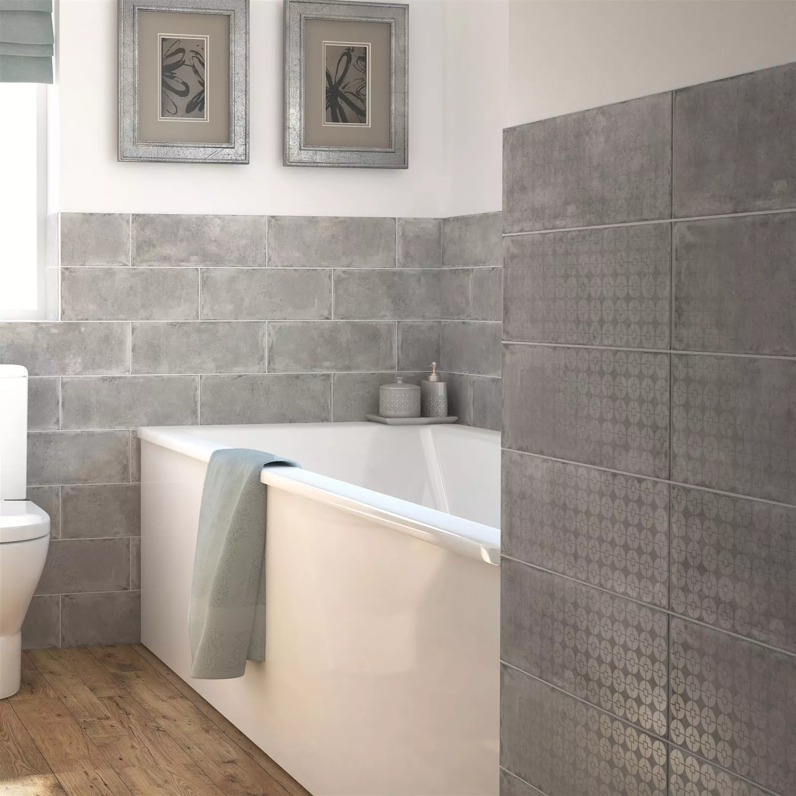 Wandfliesen Catarina Betonoptik Matt 15x40cm Grau Zirkel 5 Wandfliesen Catarina Betonoptik Matt 15x40cm Grau Zirkel – Bild 3