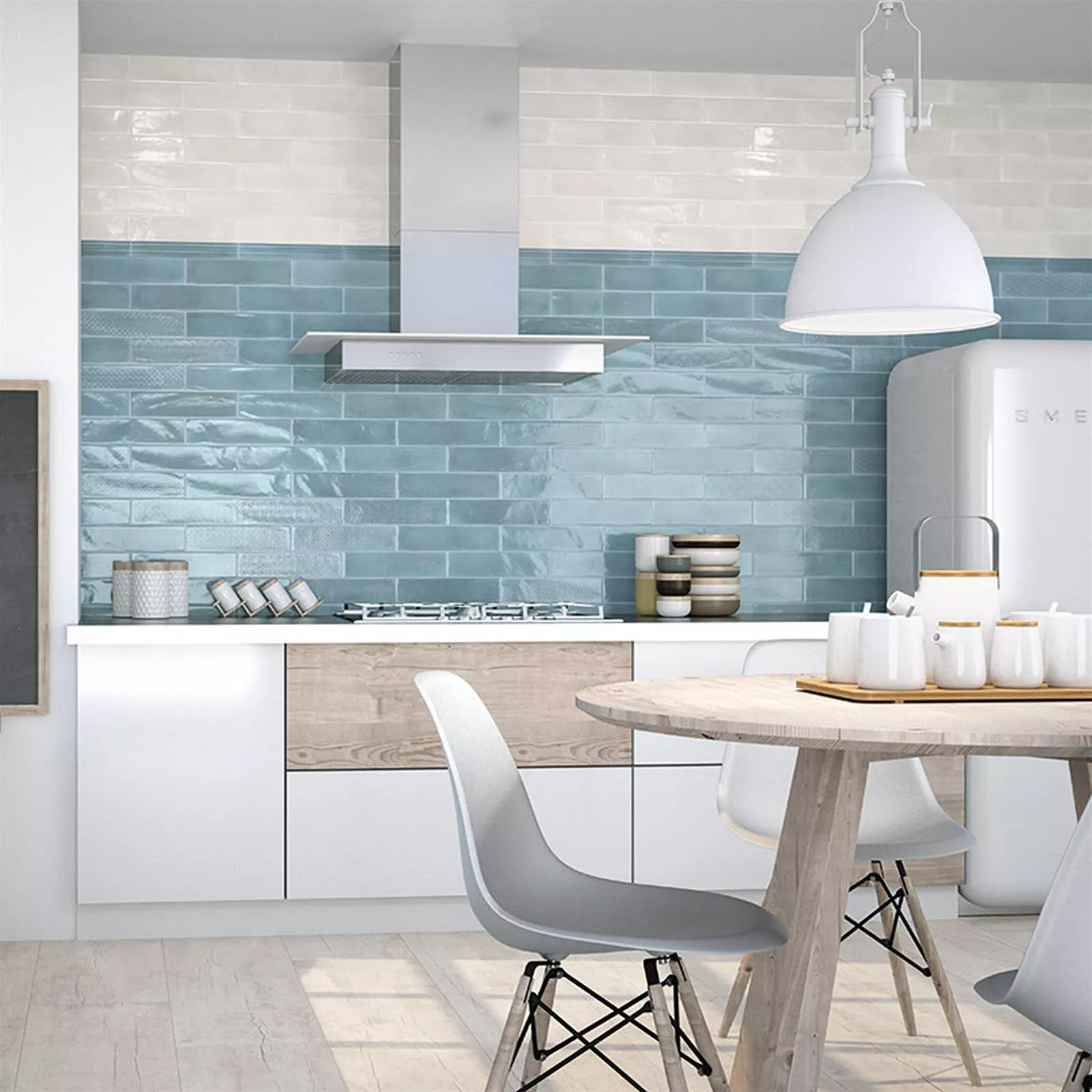 Wandfliesen Conway Gewellt 7,5x30cm Hellblau 7 Wandfliesen Conway Gewellt 7,5x30cm Hellblau – Bild 5