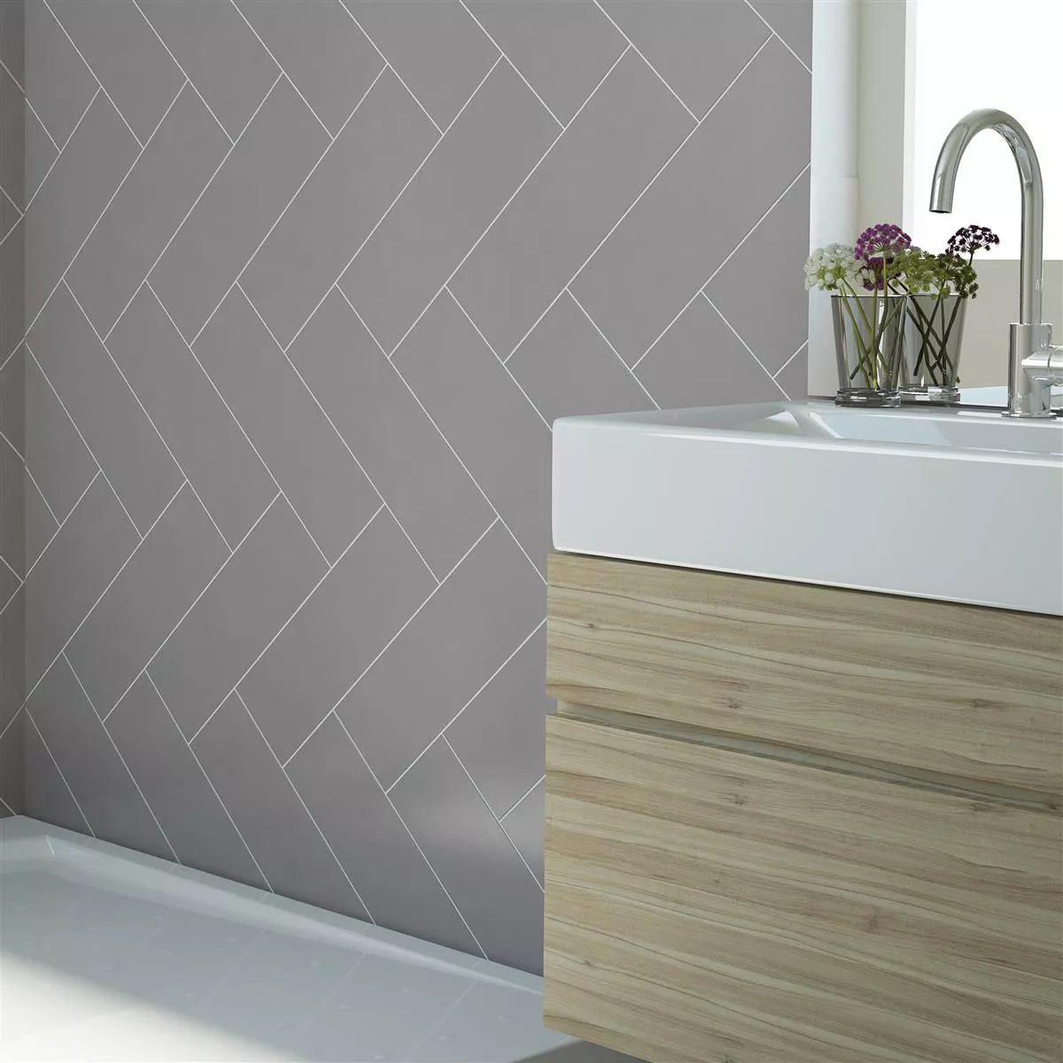 Wandfliesen Freyburg Glänzend 15x40cm Blau Grau 4 Wandfliesen Freyburg Glänzend 15x40cm Blau Grau – Bild 2