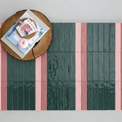 Wandfliesen Montreal Gewellt Dunkelgrün 5x25cm -Mosafil Shop wandfliesen montreal gewellt dunkelgruen 5x25cm 3 62