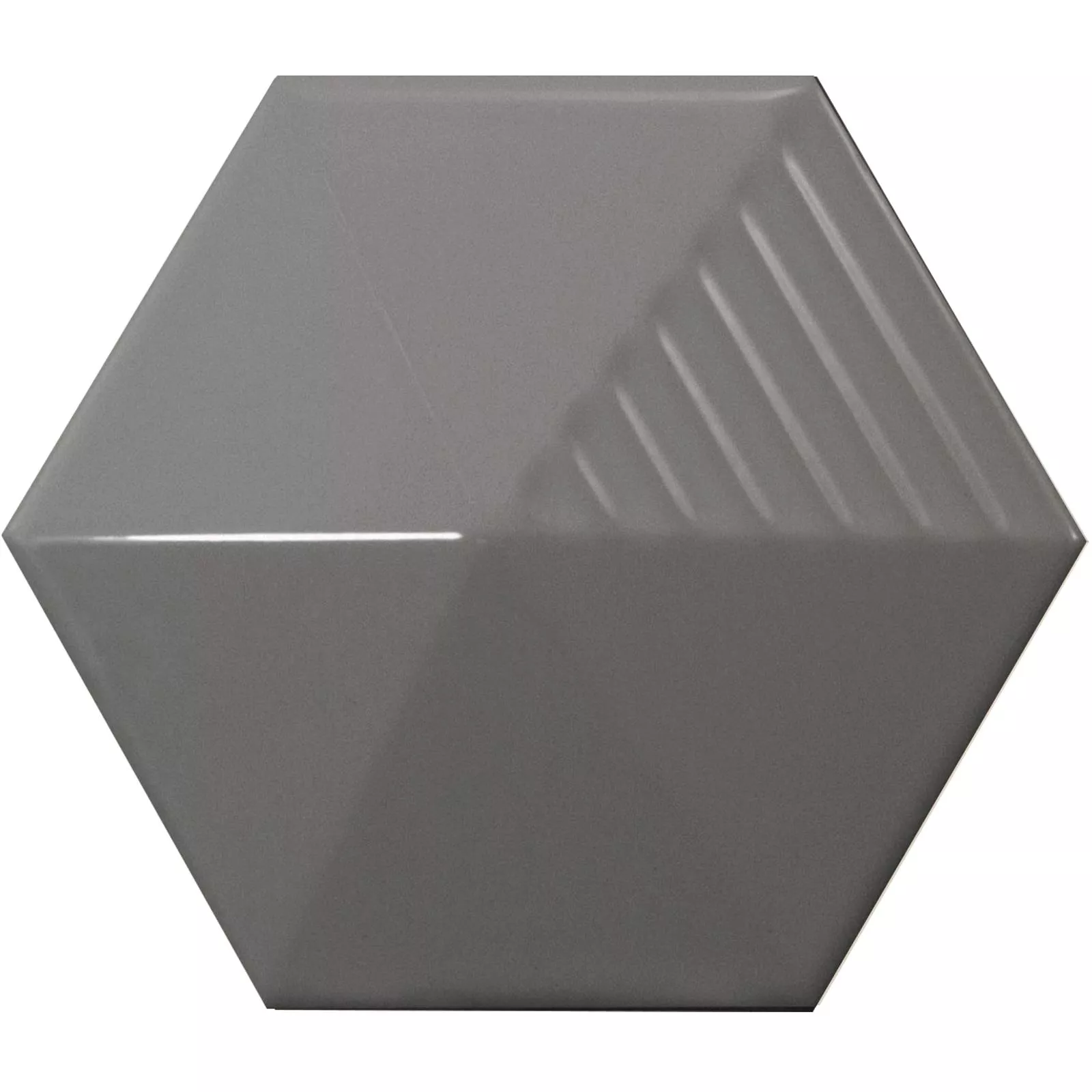 Wandfliesen Rockford 3D Hexagon 12,4x10,7cm Grau 3 Wandfliesen Rockford 3D Hexagon 12,4x10,7cm Grau